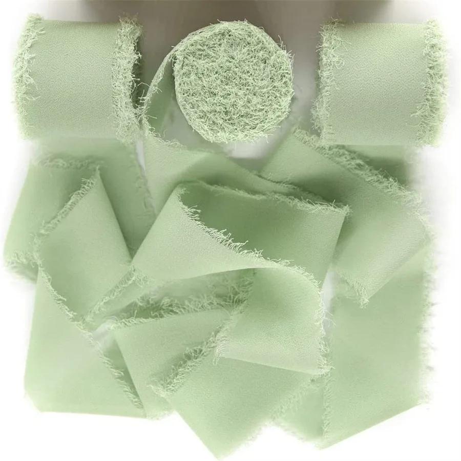 3 Rollen 4 cm x 3 m, handgefertigtes babyblaues Band zum Verpacken von Geschenken, Band mit ausgefransten Kanten zum Basteln, Dekorieren von Blumensträußen, Verpacken von Hochzeitsstoffen