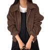 Autumn New Retro Brown Jacket Coat Handsome Trendy Fashion Short Jacket Women