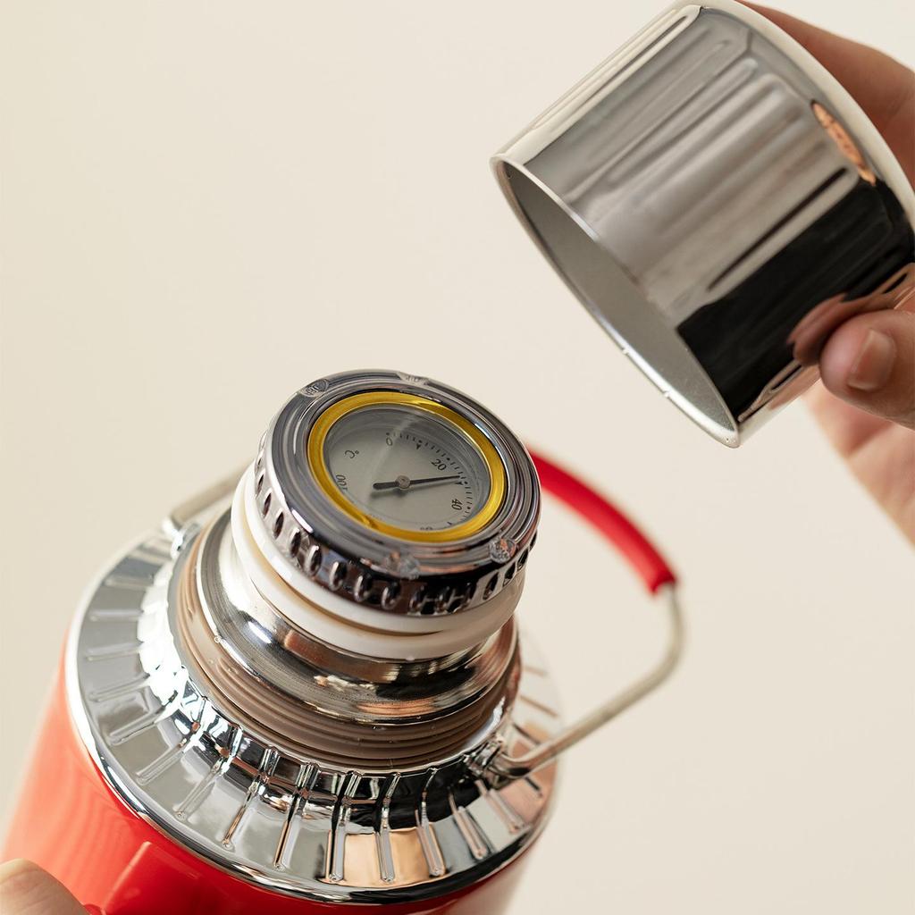 Moji Red Handle Stainless Steel Stewing Teapot & Outdoor Insulated Water Bottle Gift Set