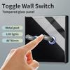 Black Tempered Glass Work Driving Arm Wall Light Switch Led Indicator Light Eu Uk Standard 1/2/3/4gang Bedroom Usb Switch Socket