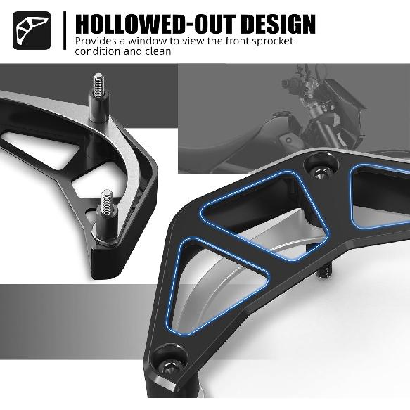 NICECNC Schwarzer Ritzelabdeckungsschutz Kompatibel mit Suzuki DRZ400S DRZ400SM 2000-2024 Siehe Passform Motorrad CNC Kettenschutz vorne