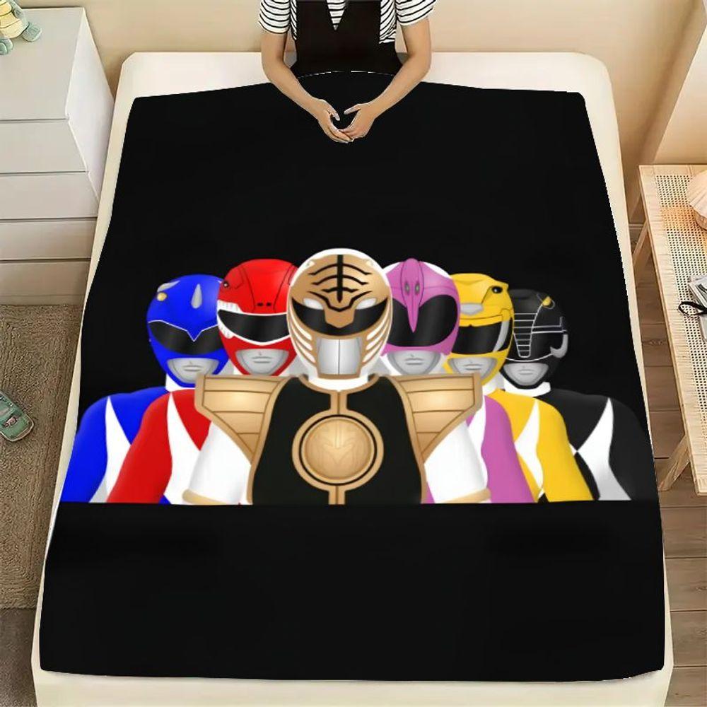 Superhero Squad Microfiber Fleece Blanket - Colorful Characters Inspired by Power Rangers Design, Soft and Cozy Throw for Kids - 80x120cm(31x47inch)