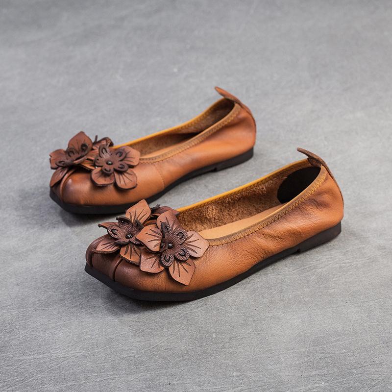 Fashion GKTINOO Genuine Leather Loafers For Women 2024 Flower Woman Flats Mocassins Femme Women's Loafers Spring Summer Slip-On Shoes