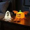 Halloween LED Night Light, Ghost Bat Pumpkin Shape Spooky Decor, Battery Operated Table Lamp for Party