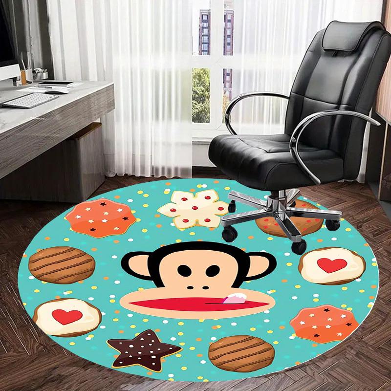 1pc Paul Frank Monkey Cookies Round carpet, Made of Polyester,Perfect for Decorating Office Chairs, Living Rooms,Vibrant Decorative Rug
