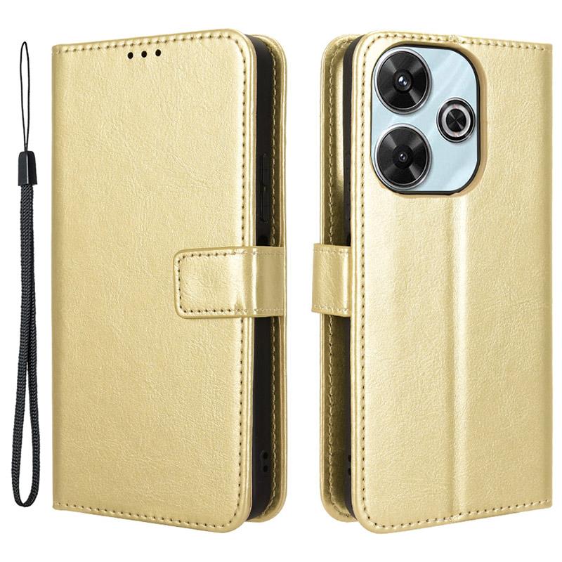

For Xiaomi Redmi 13 5G/13 4G/Note 13R 5G/Poco M6 4G Case PU Leather Mobile Phone Cover Gold