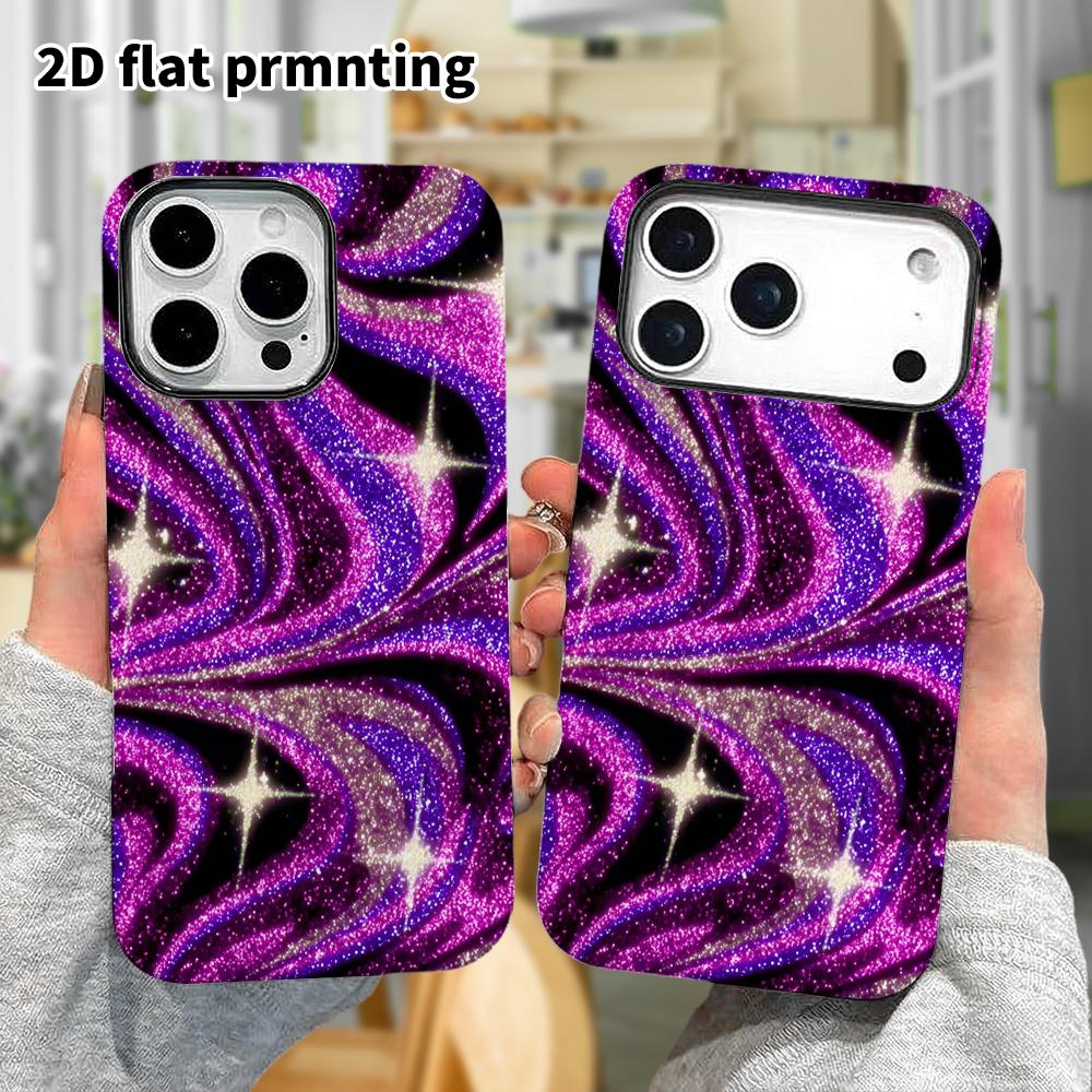 Phone Case: 2D Flat Design Suitable for iPhone 18 17 16 15 14 13 Pro Film Protective Case, Couple Style, Swirl Galaxy, Christmas and Halloween Holiday