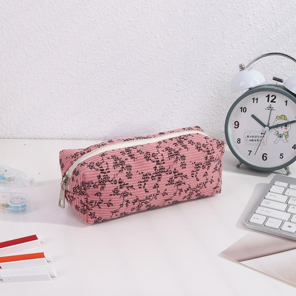 High Quality Fresh Floral Pen Bag Portable Multifunctional Pencil Case Large Capacity Stationery Organizer School Office