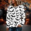 Women's Flannel Long Sleeve Top with Halloween Print Neck Pullover Shirt