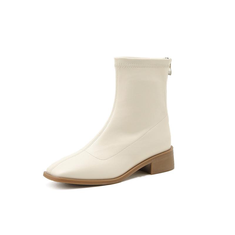 

Модные ботинки Мартина с квадратным носком, женские осенне-зимние новые ботильоны из мягкой кожи на толстом каблуке, тонкие ботинки 34 абрикосовый