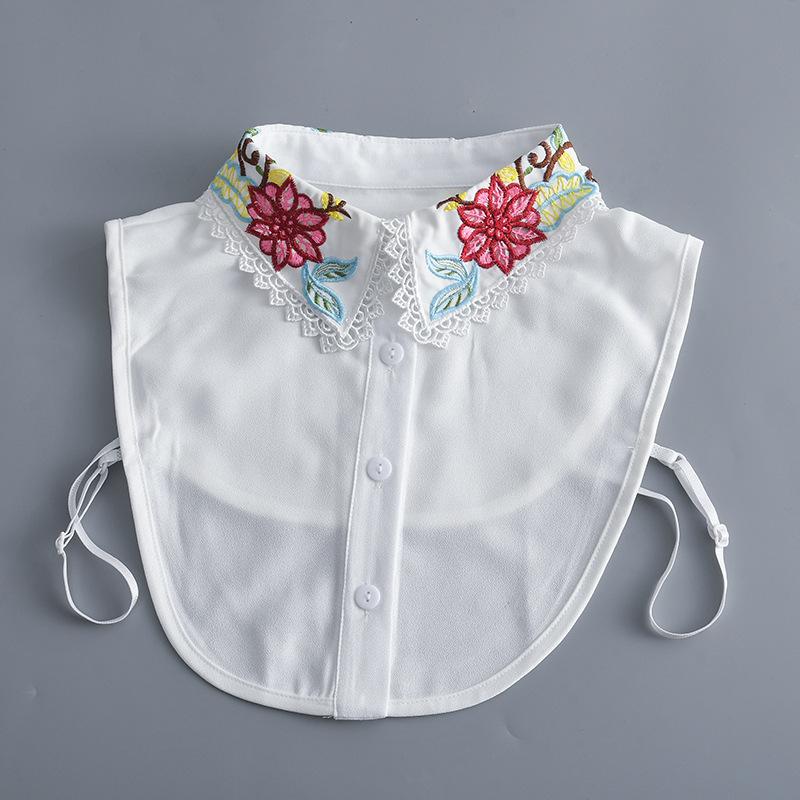Women Embroidery Lace Detachable Lapel Fake Collar Shirt White Ruffles False Collar Woman Removable False Blouse Nep Kraagie