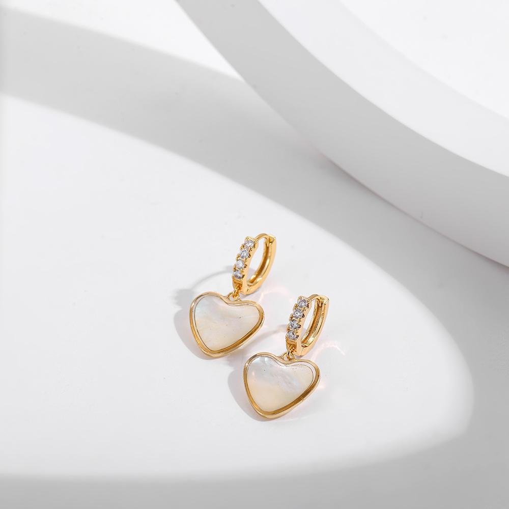 New Retro Sea Abalone Shell Pearl Heart Pendant Drop Earrings for Women Geometrice Round Hoops Ear Buckle Vintage Jewelry Gifts
