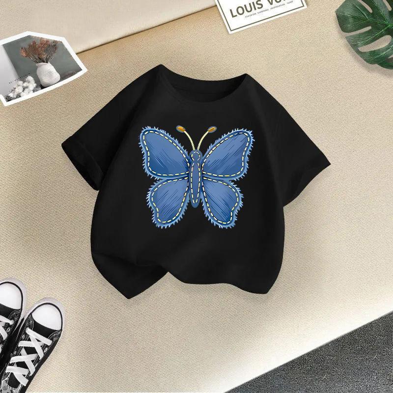T-shirt décontracté à manches courtes pour enfants - T-shirt d'été ample pour filles avec nœud
