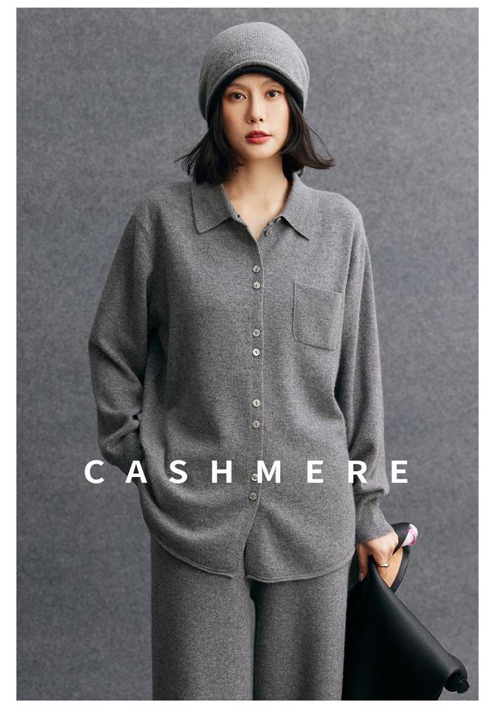 Autumn/Winter 2026 Women's Cashmere Polo Collar Knit Cardigan