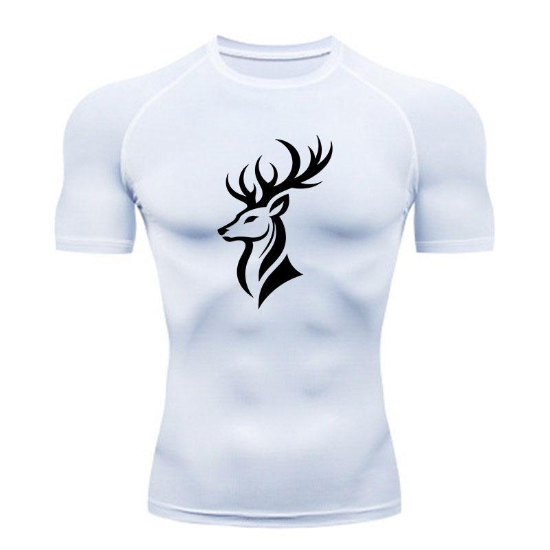Men's Compression Athletic T-Shirt, Stylish Tribal Deer Head