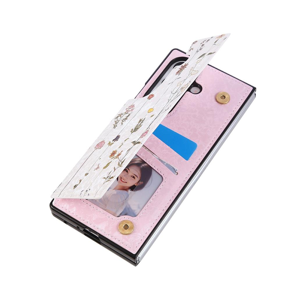 For Samsung Galaxy Z Fold7 5G Case Flower Leather PC RFID Blocking Phone Cover Card Slots