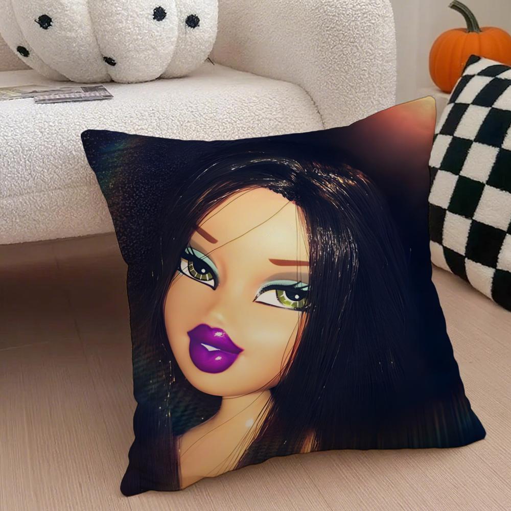 Stylish American Fashion Doll BBratz Cushion Cover Throw Pillow Cover Hidden Button Durable Polyester Chair Cushion