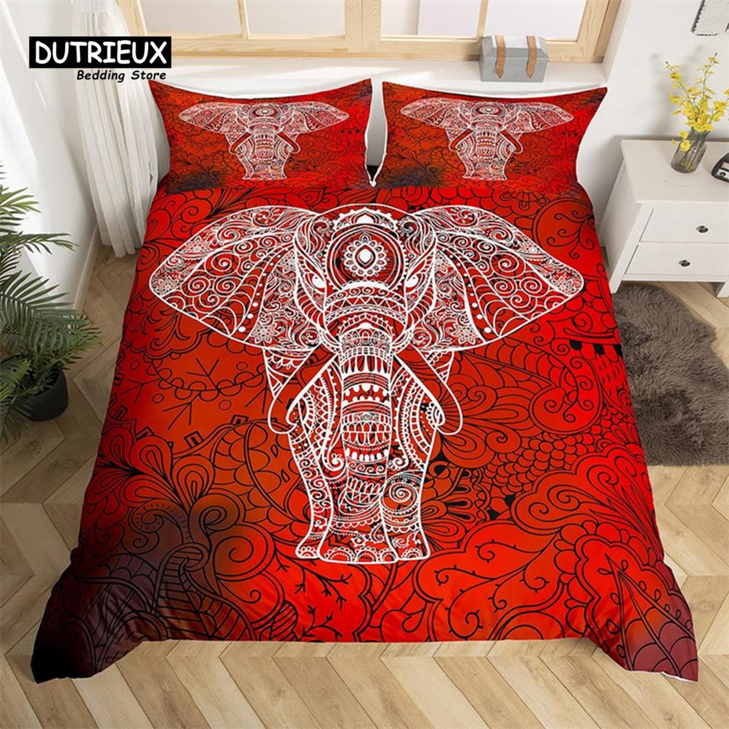 Comforter Elephant Feather Bohemian Mandala Bedding Set Single Twin King Microfiber Exotic Animal Tree Of Life Comforter