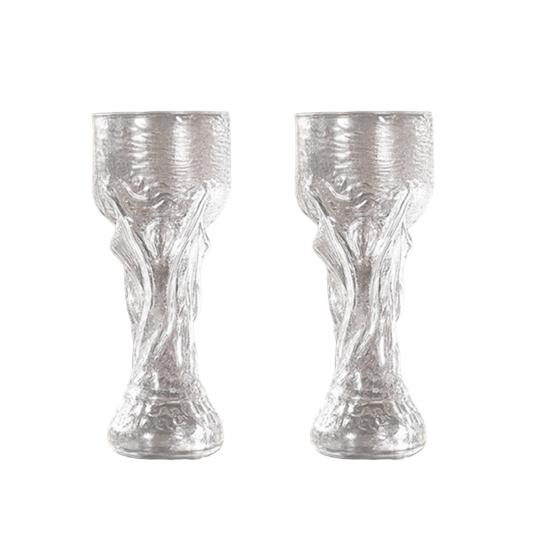 2Pcs Soccer Beer Glass, Large Capacity, Trophy Shaped Pint Mug, Classic Replica Beer Stein for Pub Home Bar Party, Sports Fan Gift S 2pcs