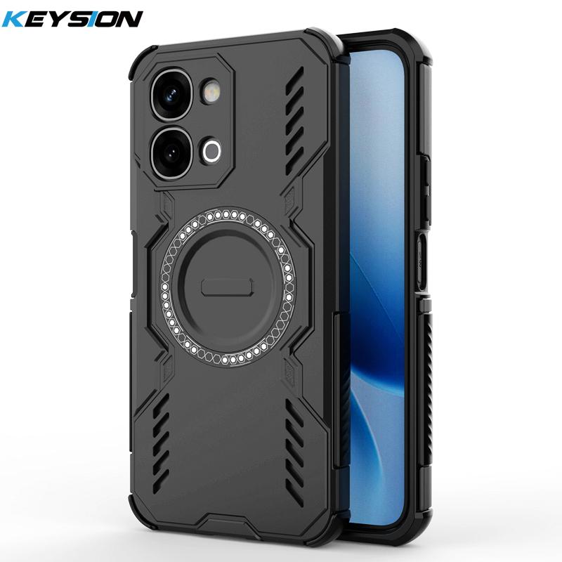 

KEYSION Hollow Heat Dissipation Case for IQOO Z11X 5G Soft Silicone+PC Magnetic Cooling Shockproof Phone Back Cover for VIVO Y31d for IQOO Z11X чёрный