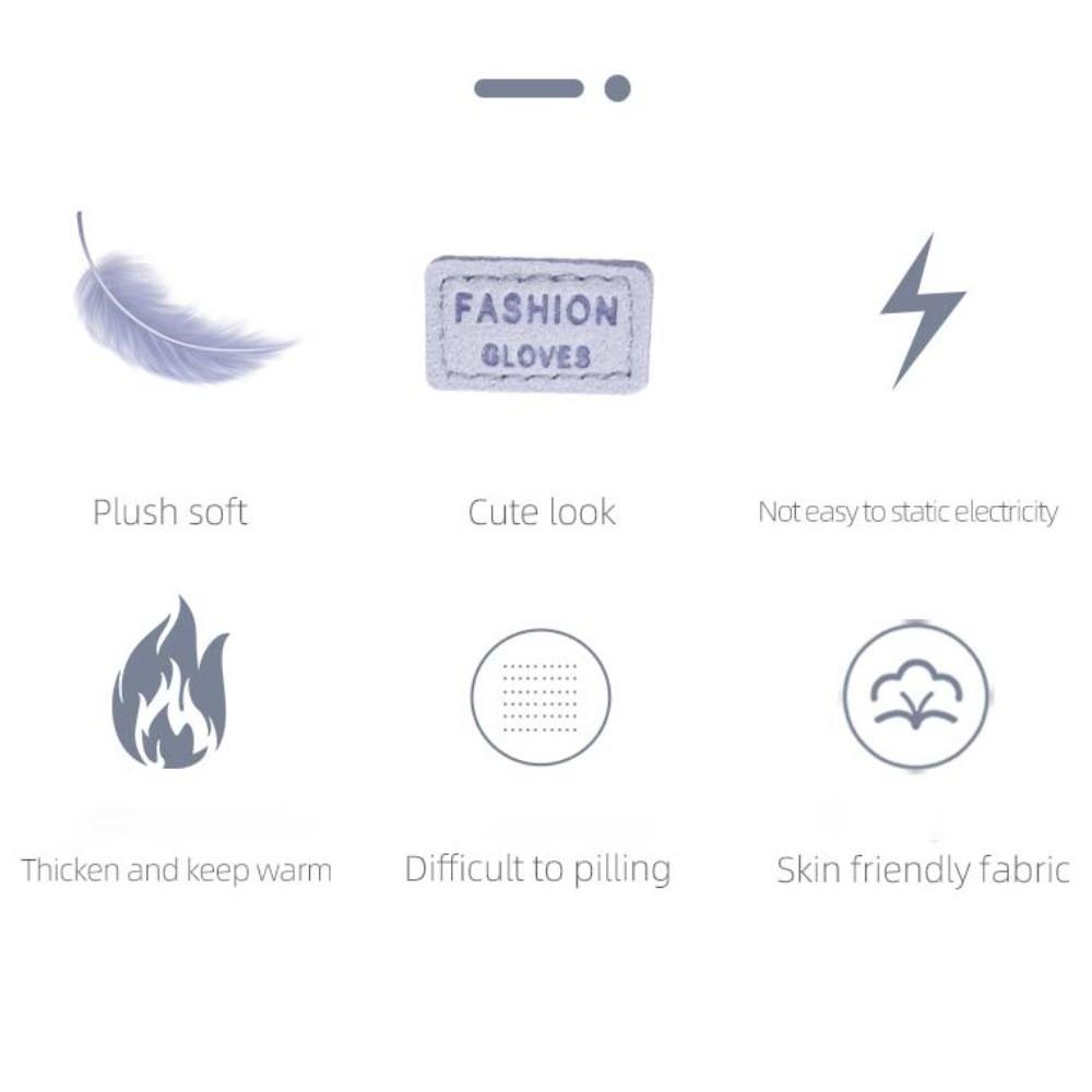 Polar Fleece 2 Finger Flip Gloves Soft Plush Thickened Gloves Women Anti-cold Mittens  Cycling