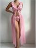 Europe and the United States popular flower suspender long skirt perspective mesh sexy underwear lace thong women