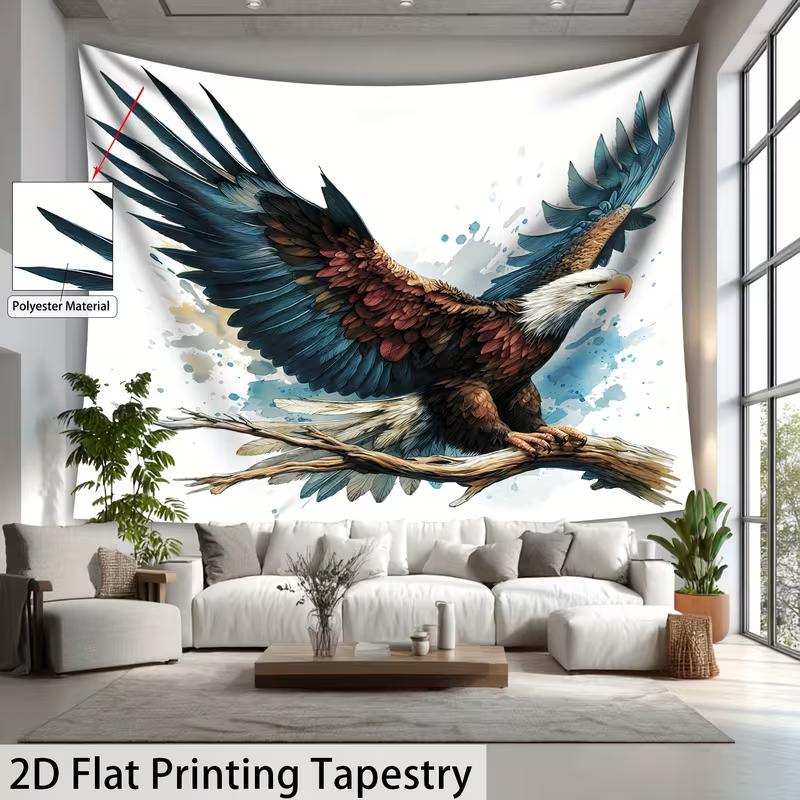 2D Bald Eagle on Branch Tapestry Patriotic Color Wall Decor Cloth