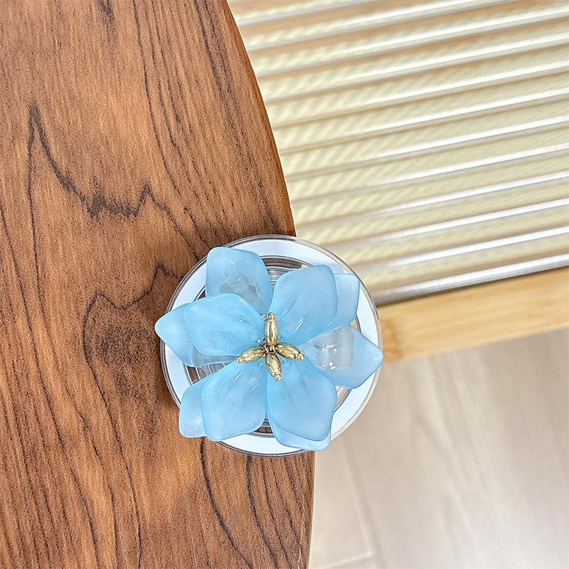 Small I Fresh Flower Fashion Mobile Phone Airbag Holder Solid Color Magnetic Suction Telescopic Internet Celebrity Girl Ring Party Gift