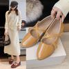 Korean version of square head French cross buckle Mary Jane single shoes women's new low-heeled soft-soled light-mouth small leather shoes