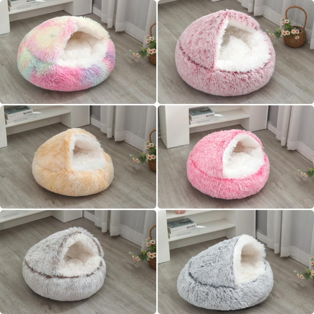 Cat Nest Semi-enclosed Winter Warm House Cat Villa Plush Cover Nest Four Seasons Dual-purpose Half-purpose Dog Nest