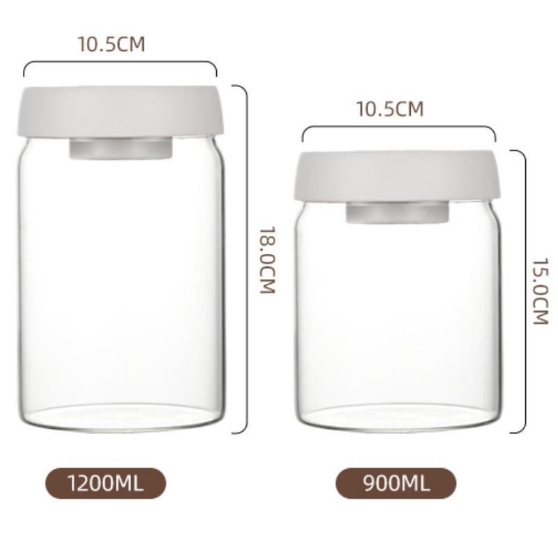 1800ml Coffee Beans Vacuum Sealed Tank Glass Food Storage Press Type Fresh-keeping Coffee Jar Air Extraction Transparent Jars