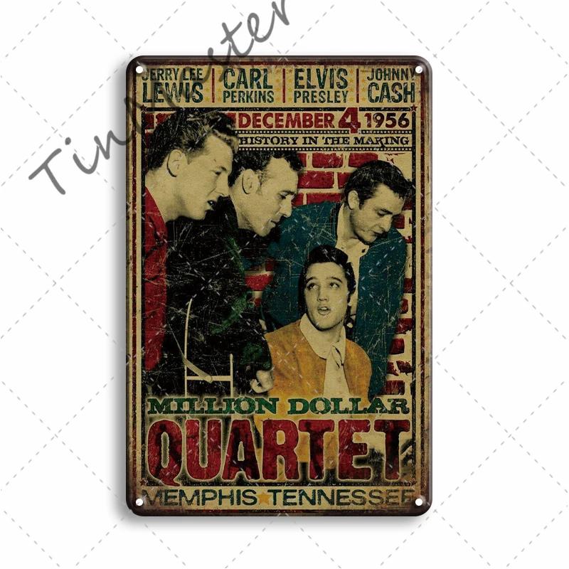 Rock N Roll Metal Poster, Tin Sign, Vintage Johnny Cash, Retro Plaque, Pub, Bar, Man Cave, Home Decoration Plates