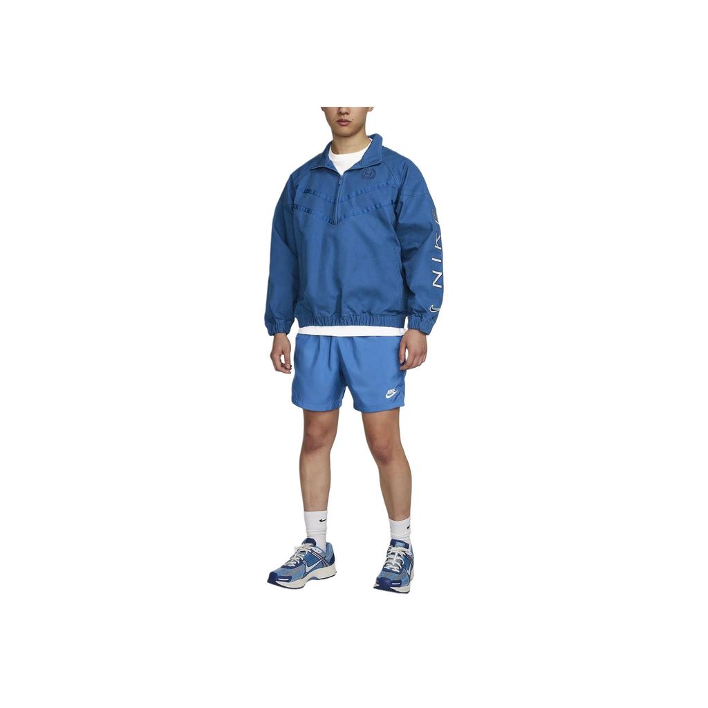 Nike Embroidered Logo Half-Zip Stand Collar Jacket Men Jacket Blue FZ4727-476