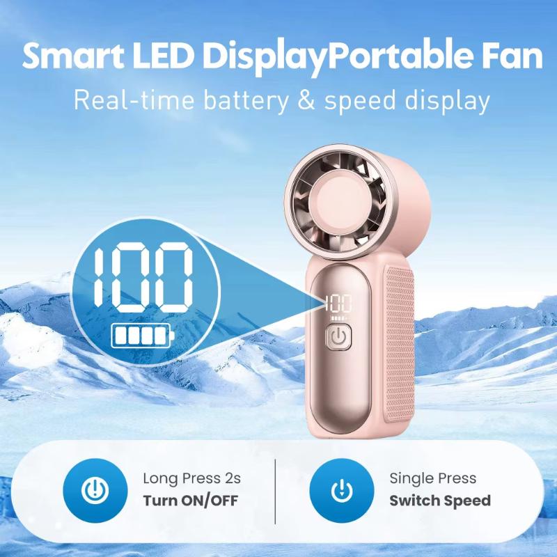Xiaomi 2026 Mini Portable Handheld Fan with Digital Display Speeds Adjustable USB Rechargeable Pocket Cooling Fan for Outdoor Travel