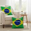 BBrazil Flag Cushion Cover Natural Linen Organic Fabric DoubleSided Printing Couch Pillow Covers Home Decor