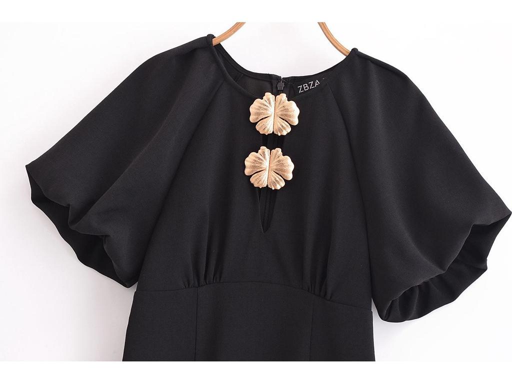 2025 Spring Women's European & American Style Short Sleeve Embellished Dress