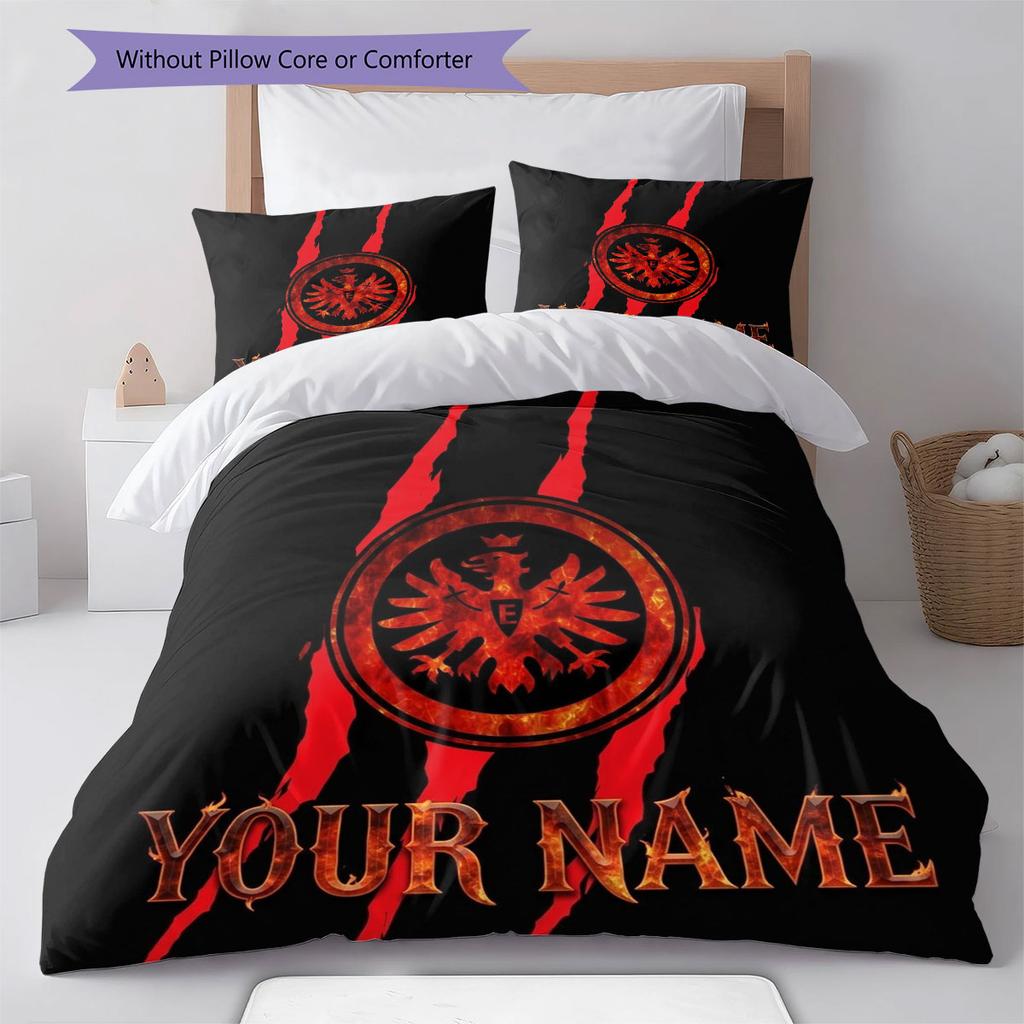 Eintracht Frankfurt Custom Name Pattern Bedding,Quilt Set Quilt Cover Pillowcase Home Birthday Gift(1 * Duvet Cover + 2 * Pillowcase, Without Core)
