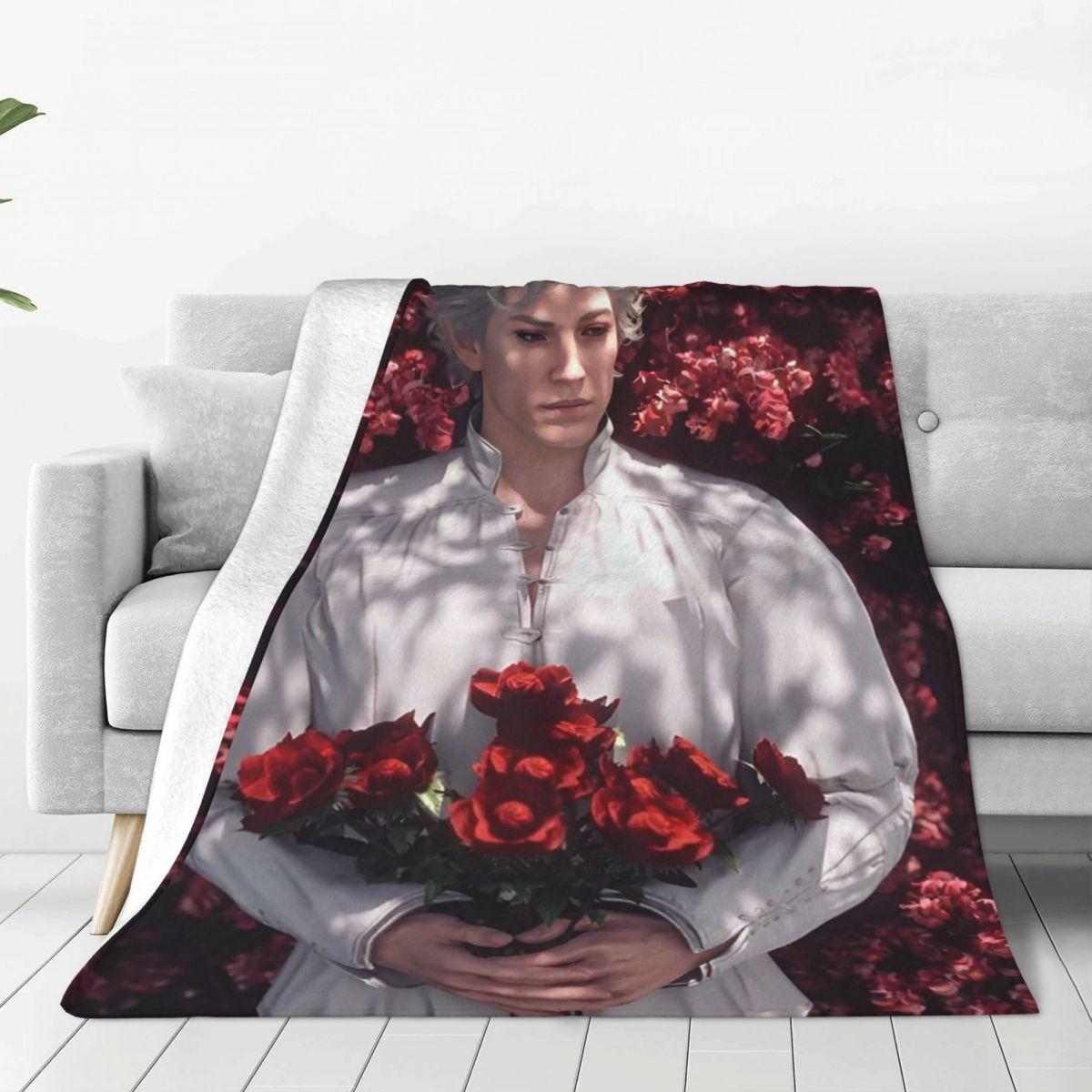 Baldur's Gate 3 Astarion Personaggio Vampiro Coperta Morbida Calda Flanella Plaid Coperta per Letto Biancheria da Letto Soggiorno Viaggio Casa Divano