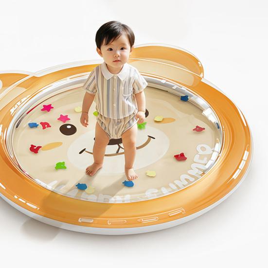 Cartoon Bear Inflatable Cooling Mat Leak-proof PVC Water Pad Cushion Foldable Portable Baby Tummy Time Water Play Mat