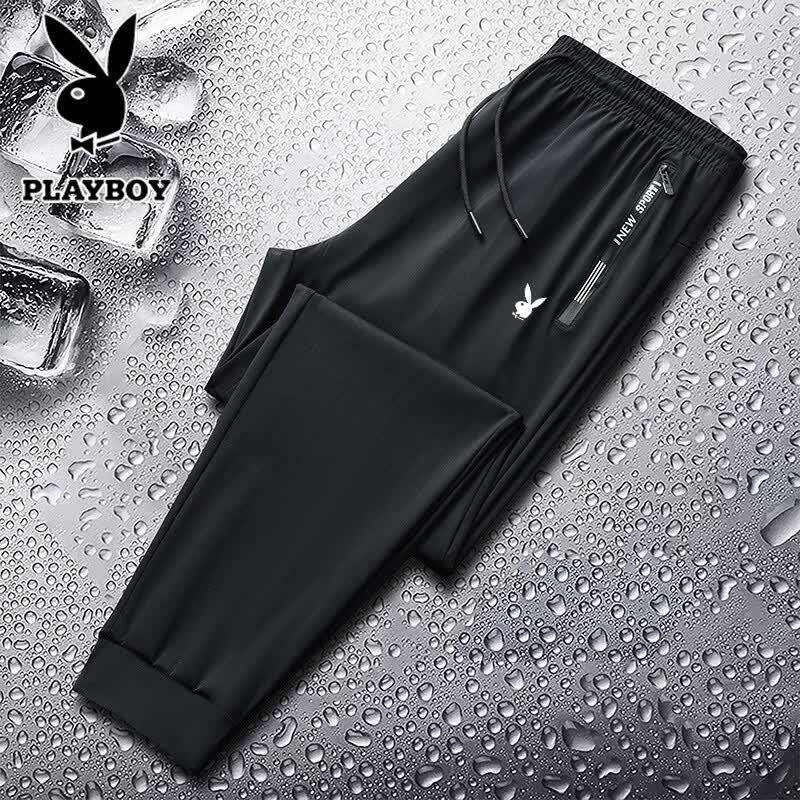 

Playboy Men s Ice Silk Straight Leg Summer Casual Pants 5XL