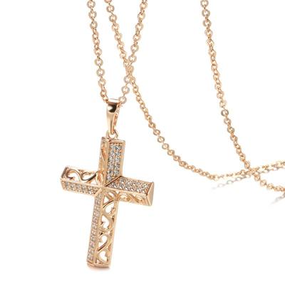 Kinel Simple Rose Gold Cross Pendant Necklace