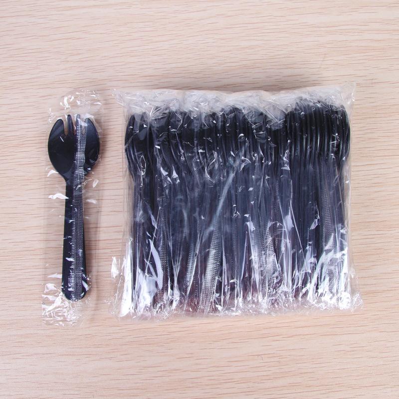 

50/100pieces/Pack Disposable Plastic Frosted Fork Spoons Wholesale Fruit Spoons Cake Dessert Tableware Independent Packaging 50pcs
