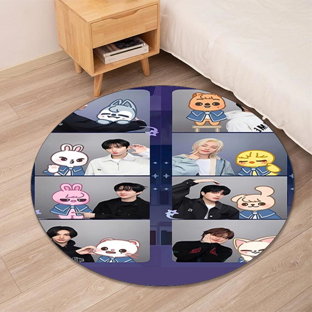 Stray Kids Printed Round Rug Carpet Chair Rug Area Rug Entryway Doormats,for Office Chair Living Room Bedroom Kitchen Room.