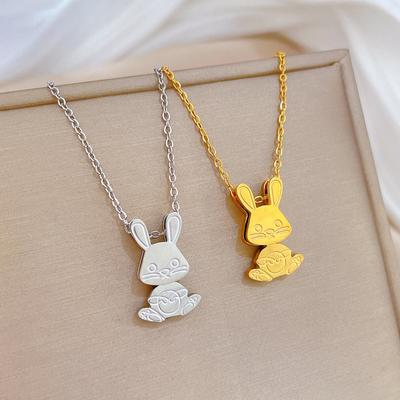 Titanium Steel Rabbit Cold Personality Minimalist Furnace Real Gold Necklace Female Collarbone Chain