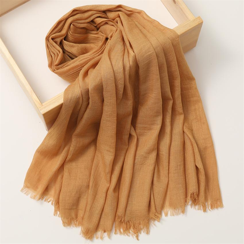Foreign Trade Silk Scarf Cotton And Linen Headscarf Women'S Spring And Summer Solid Color Japanese And Korean Scarf Sun Protection Warm Shawl Hair
