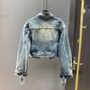 Vintage Outwear Denim Jacket Stand Collar Loose Short Jacket Female Long Sleeve All Match Casual Coat for Women