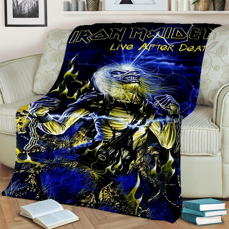 HD I-Iron Maiden Heavy Metal Band 3D Blanket,Soft Throw Blanket for Home Bedroom Bed Sofa Picnic Travel Office Cover Blanket Kid