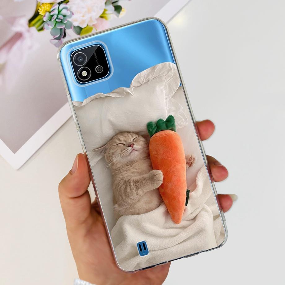 For Realme C11 2021 Clear Soft TPU Silicone Phone Back Cover For Realme RMX3231 C 11 RealmeC11 Funda Cool Dragon Cat Capa Bumper