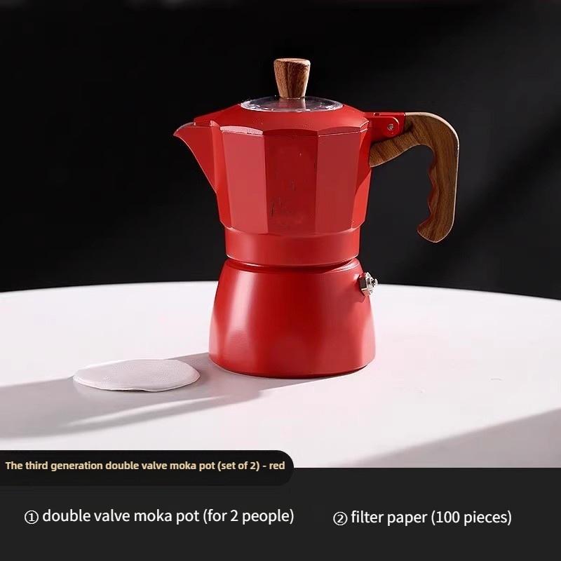 Double Valve Mocha Pot Household Small Hand Cranked Italian Coffee Machine Outdoor Electric Stove Coffee Pot Set