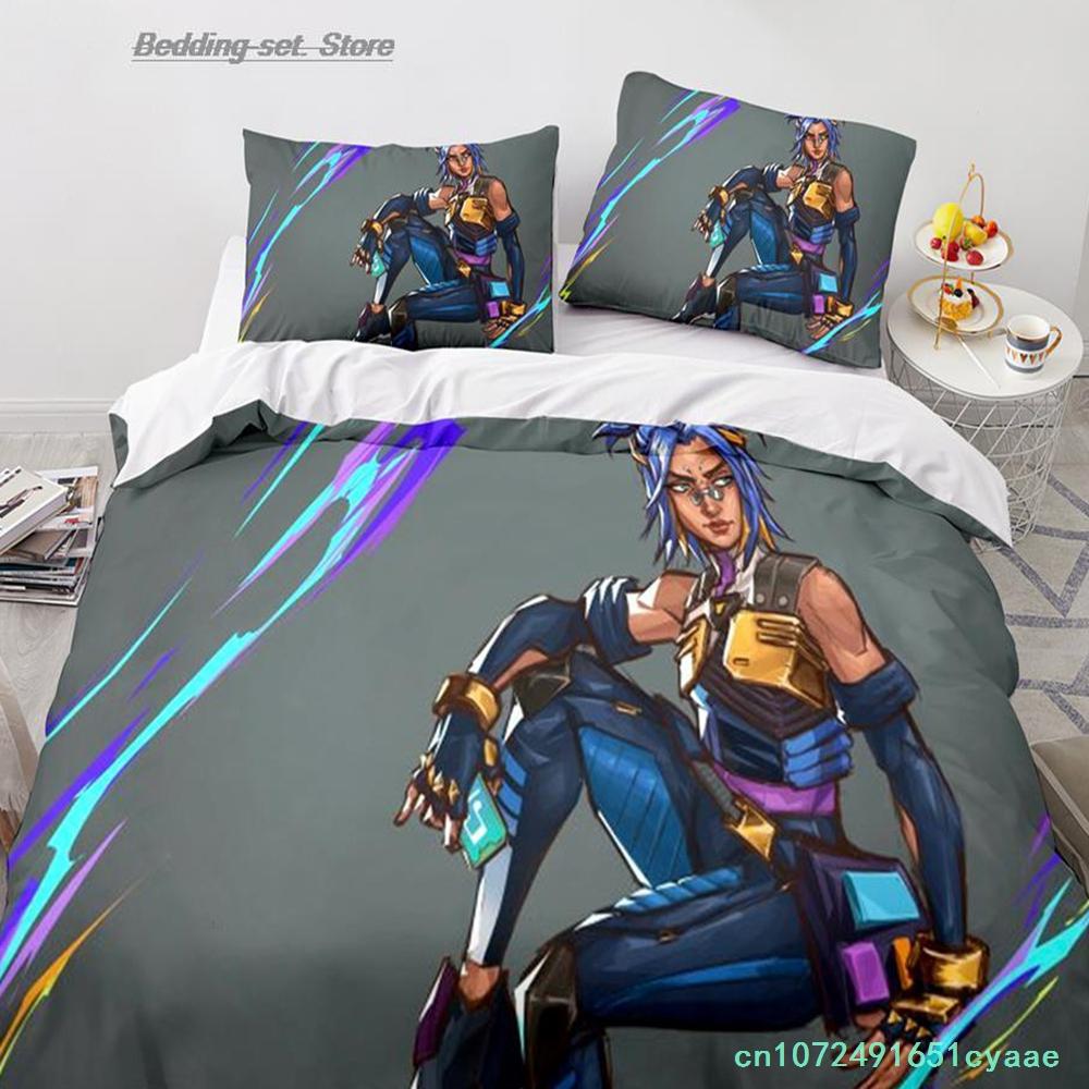 Gaming Valorant Bedding Set Single Twin Full Queen King Size Bed Set Aldult Kid Bedroom Duvetcover Sets 3D Print Anime 034